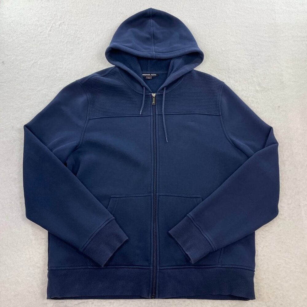 Michael Kors Men's Zip-Up Dark Midnight Blue Hood Jacket Size XL